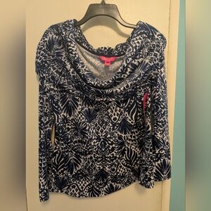 Lilly Pulitzer Belinda Navy and White Patterned Top